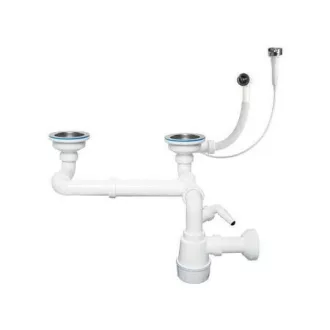 Laveo Szifon kétmedencés dugókiemelős - WaterMarkt.hu