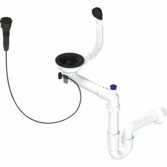 Laveo helytakarékos szifon pneunatikus vezérléssel, matt fekete - WaterMarkt.hu