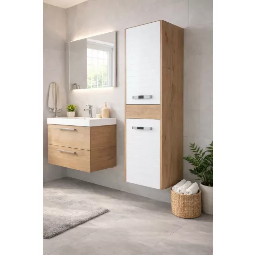 OUTLET - Viva STYLE Orient fali függesztett fürdőszobai ÁLLÓSZEKRÉNY - polcos - 160 x 40 cm - WaterMarkt.hu