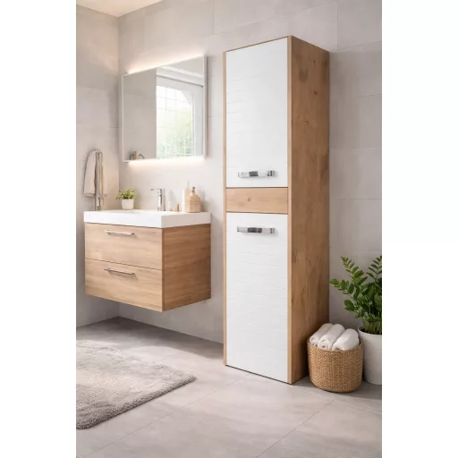 OUTLET - Viva STYLE Orient fali függesztett fürdőszobai ÁLLÓSZEKRÉNY - polcos - 160 x 40 cm - WaterMarkt.hu