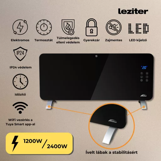 Hekla elektromos wifis okos fűtőtest 1200W/2400W - WaterMarkt.hu