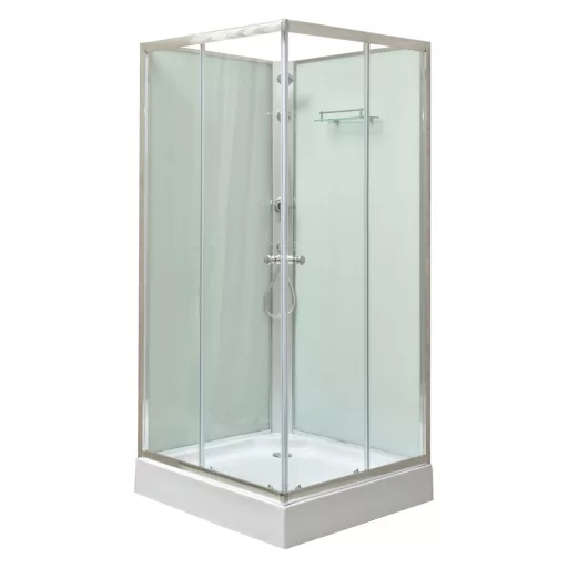 Polo White II 90x90 cm szögletes fehér hátfalas zuhanykabin zuhanytálcával - WaterMarkt.hu