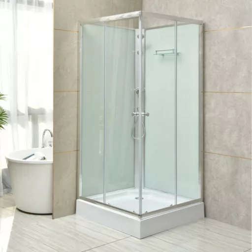 Polo White II 90x90 cm szögletes fehér hátfalas zuhanykabin zuhanytálcával - WaterMarkt.hu