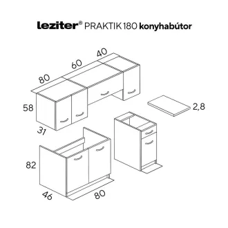 Praktik 180 konyhabútor - WaterMarkt.hu