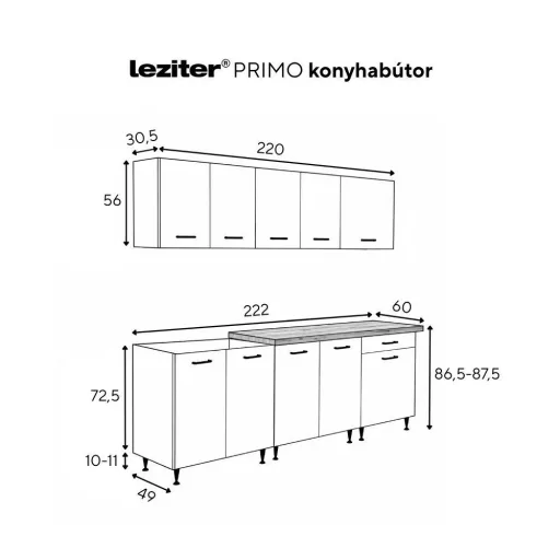 Primo 220 konyhabútor fehér, charlestone tölgy munkalappal - WaterMarkt.hu