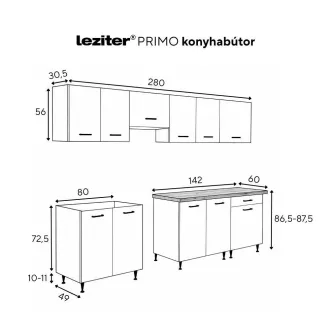 Primo 280 konyhabútor fehér, charlestone tölgy munkalappal - WaterMarkt.hu