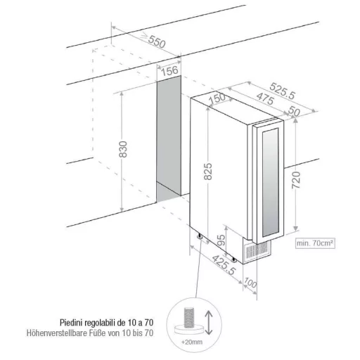 Pando PVZB-15-9XR borhűtő - pult alá építhető, inox, jobbos - WaterMarkt.hu