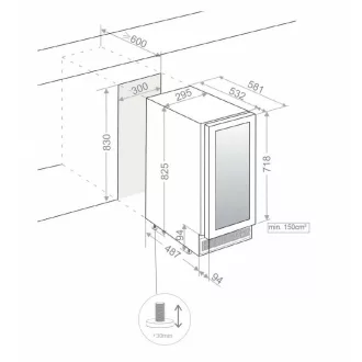 Pando PVZB 30-16XR borhűtő - pult alá építhető, inox, jobbos - WaterMarkt.hu