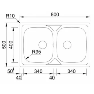 RODI OKIO LINE-80-BB Kétmedencés rozsdamentes mosogató - 80x50 cm - WaterMarkt.hu