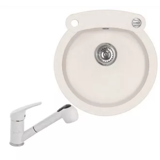 Alveus Roll 10 egymedencés kerek gránit mosogató + Színazonos Alveus zuhanyfejes csaptelep - WaterMarkt.hu