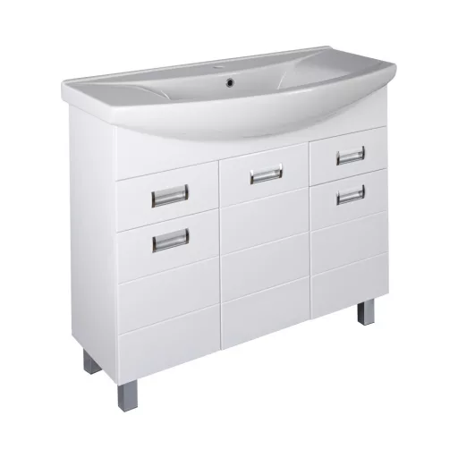 Viva SZQUARE 100 lábon álló fürdőszobabútor Sanovit ZENON 6095 porcelán mosdóval 97 x 51 cm - WaterMarkt.hu