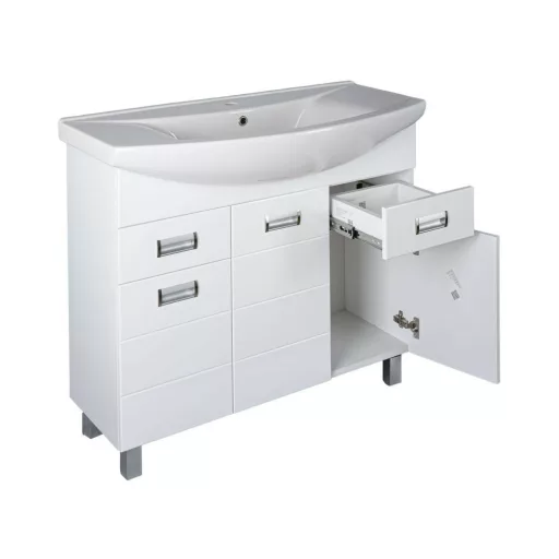 Viva SZQUARE 100 lábon álló fürdőszobabútor Sanovit ZENON 6095 porcelán mosdóval 97 x 51 cm - WaterMarkt.hu