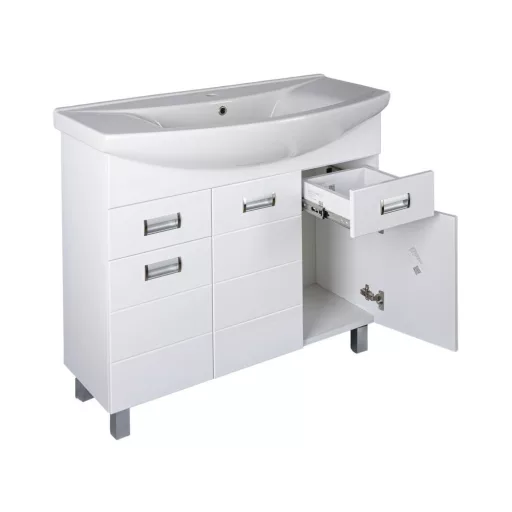 Viva SZQUARE 100 lábon álló fürdőszobabútor Sanovit ZENON 6095 porcelán mosdóval 97 x 51 cm - WaterMarkt.hu