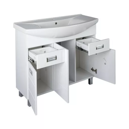 Viva SZQUARE 100 lábon álló fürdőszobabútor Sanovit ZENON 6095 porcelán mosdóval 97 x 51 cm - WaterMarkt.hu