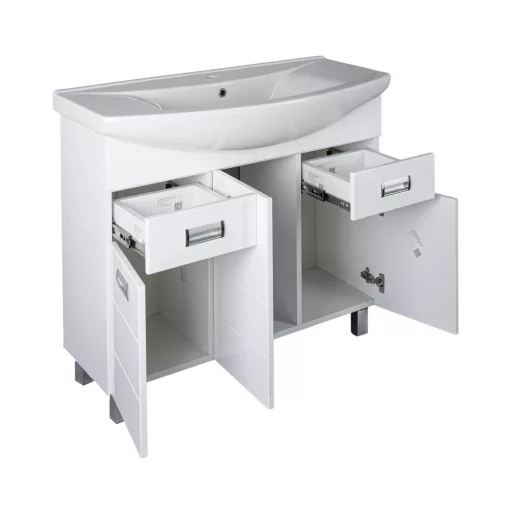 Viva SZQUARE 100 lábon álló fürdőszobabútor Sanovit ZENON 6095 porcelán mosdóval 97 x 51 cm - WaterMarkt.hu