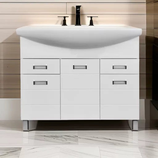 Viva SZQUARE 100 lábon álló fürdőszobabútor Sanovit ZENON 6095 porcelán mosdóval 97 x 51 cm - WaterMarkt.hu
