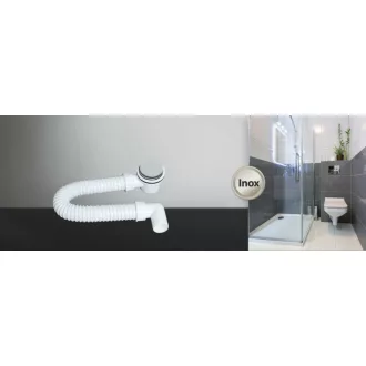 TEXO Exclusive zuhanytálca szifon Ø 60 mm rozsdamentes takaróval - Ø 5/4" x 0,4 m x Ø 40 mm - WaterMarkt.hu