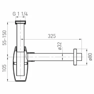 Ferro design ovális búraszifon 32-es króm - WaterMarkt.hu