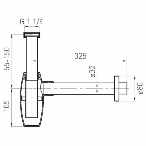 Ferro design ovális búraszifon 32-es króm - WaterMarkt.hu