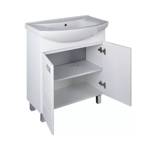 Viva SZQUARE 55 lábon álló fürdőszobabútor Sanovit ZENON 6055 porcelán mosdóval 55 x 44 cm - WaterMarkt.hu