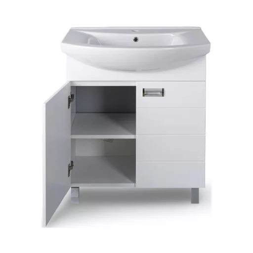 Viva SZQUARE 55 lábon álló fürdőszobabútor Sanovit ZENON 6055 porcelán mosdóval 55 x 44 cm - WaterMarkt.hu