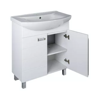 Viva SZQUARE 75 lábon álló fürdőszobabútor Sanovit ZENON 6075 porcelán mosdóval 75 x 49,8 cm - WaterMarkt.hu