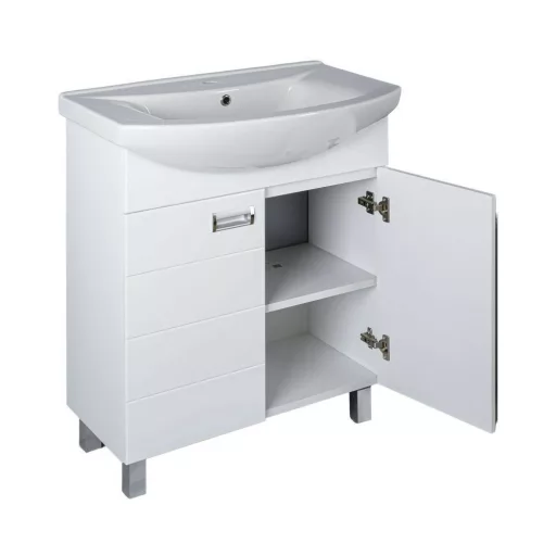 Viva SZQUARE 75 lábon álló fürdőszobabútor Sanovit ZENON 6075 porcelán mosdóval 75 x 49,8 cm - WaterMarkt.hu
