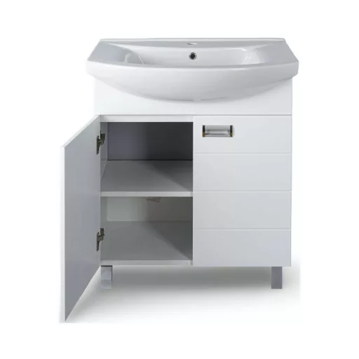 Viva SZQUARE 75 lábon álló fürdőszobabútor Sanovit ZENON 6075 porcelán mosdóval 75 x 49,8 cm - WaterMarkt.hu