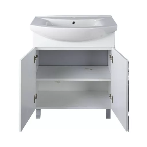 Viva SZQUARE 75 lábon álló fürdőszobabútor Sanovit ZENON 6075 porcelán mosdóval 75 x 49,8 cm - WaterMarkt.hu