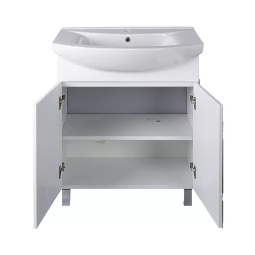 Viva SZQUARE 75 lábon álló fürdőszobabútor Sanovit ZENON 6075 porcelán mosdóval 75 x 49,8 cm - WaterMarkt.hu
