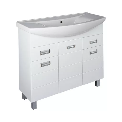 Viva SZQUARE 85 lábon álló fürdőszobabútor Sanovit ZENON 6085 porcelán mosdóval 86 x 50 cm - WaterMarkt.hu