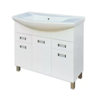 Viva SZQUARE 85 lábon álló fürdőszobabútor Sanovit ZENON 6085 porcelán mosdóval 86 x 50 cm - WaterMarkt.hu