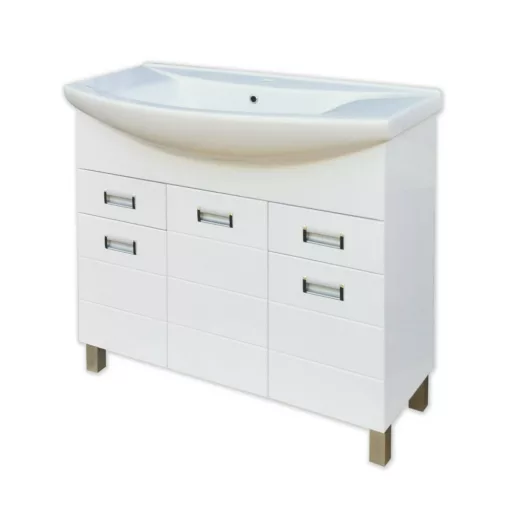 Viva SZQUARE 85 lábon álló fürdőszobabútor Sanovit ZENON 6085 porcelán mosdóval 86 x 50 cm - WaterMarkt.hu