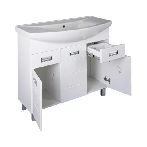 Viva SZQUARE 85 lábon álló fürdőszobabútor Sanovit ZENON 6085 porcelán mosdóval 86 x 50 cm - WaterMarkt.hu