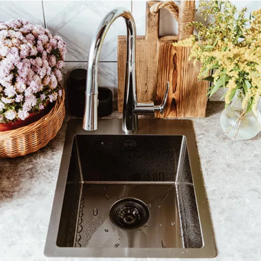 LAVEO MARMARA SLIM LUX Prémium minőségű extra mély egymedencés rozsdamentes mosogató, ajándék szűrőkosaras leeresztővel - rózsaarany - WaterMarkt.hu