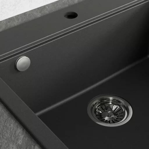 Laveo TAU 6 egymedencés mosogató, szemcsés fekete - WaterMarkt.hu