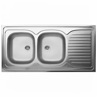 LAVEO LON 60 2CS kétmedence inox cseppt. teletetős mosogató szifonnal - WaterMarkt.hu