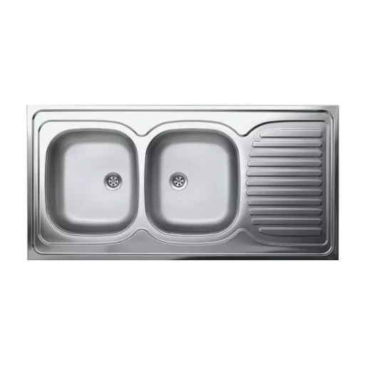 LAVEO LON 60 2CS kétmedence inox cseppt. teletetős mosogató szifonnal - WaterMarkt.hu