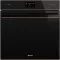 SMEG PIROLITIKUS HŐLÉGKEVERÉSES SÜTŐ, Dolce Stil Novo design, Galileo, 60 cm, ES LCD, fekete üveg, réz dísz