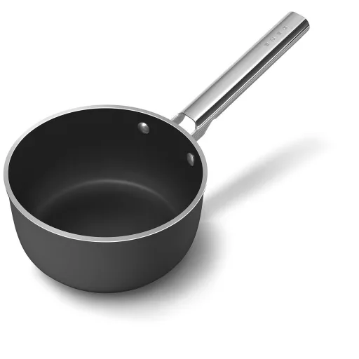 SMEG SZÓSZOS EDÉNY, 20 cm, edzett üveg fedő, rozsdamentes acél fogantyú, matt fekete