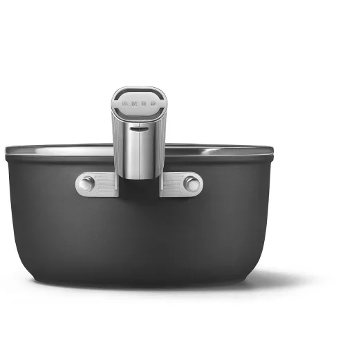 SMEG SZÓSZOS EDÉNY, 20 cm, edzett üveg fedő, rozsdamentes acél fogantyú, matt fekete