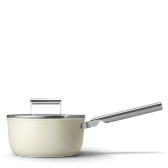   SMEG SZÓSZOS EDÉNY, 20 cm, edzett üveg fedő, rozsdamentes acél fogantyú, matt bézs