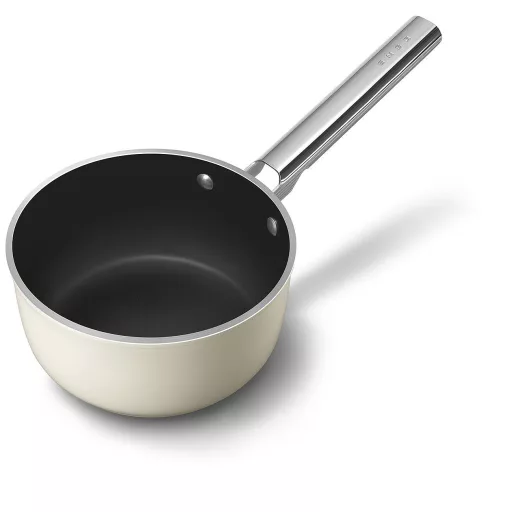 SMEG SZÓSZOS EDÉNY, 20 cm, edzett üveg fedő, rozsdamentes acél fogantyú, matt bézs