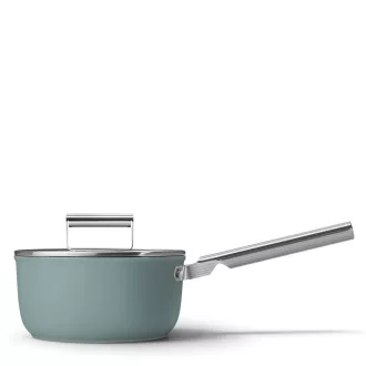   SMEG SZÓSZOS EDÉNY, 20 cm, edzett üveg fedő, rozsdamentes acél fogantyú, matt smaragdzöld