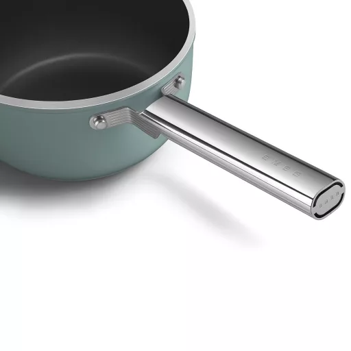 SMEG SZÓSZOS EDÉNY, 20 cm, edzett üveg fedő, rozsdamentes acél fogantyú, matt smaragdzöld
