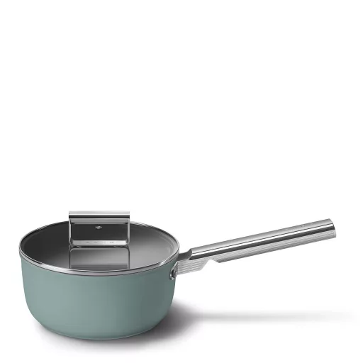 SMEG SZÓSZOS EDÉNY, 20 cm, edzett üveg fedő, rozsdamentes acél fogantyú, matt smaragdzöld