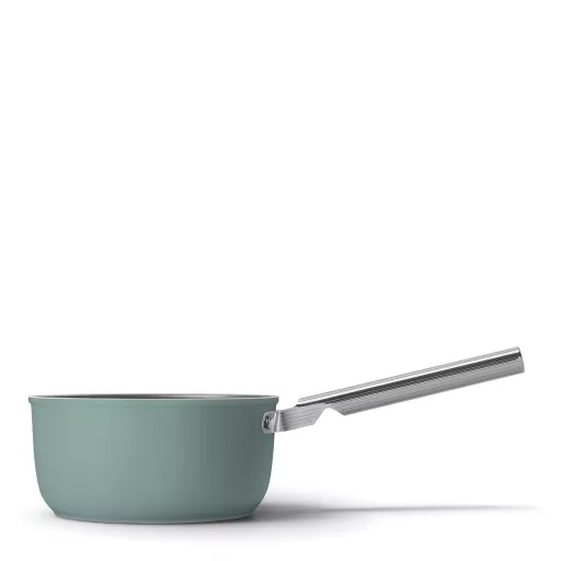 SMEG SZÓSZOS EDÉNY, 20 cm, edzett üveg fedő, rozsdamentes acél fogantyú, matt smaragdzöld