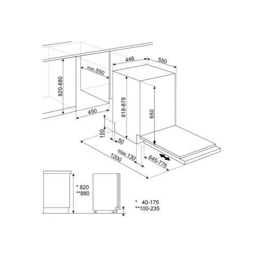 SMEG TELJESEN BEÉPÍTHETŐ MOSOGATÓGÉP, 45 cm, 10 teríték, 8 funkció, 2 hőmérséklet, 46dB - WaterMarkt.hu