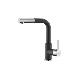 LUX S Metalac Xgranit Mosogató Csaptelep - Kihúzható, Szemcsés Fekete - WaterMarkt.hu