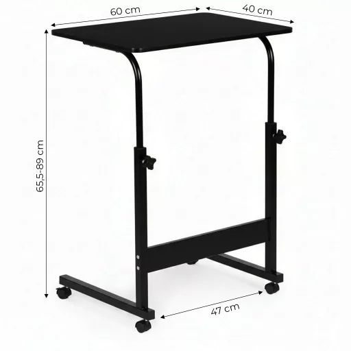 Mobil laptopasztal, fotelhez rögzíthető, fekete